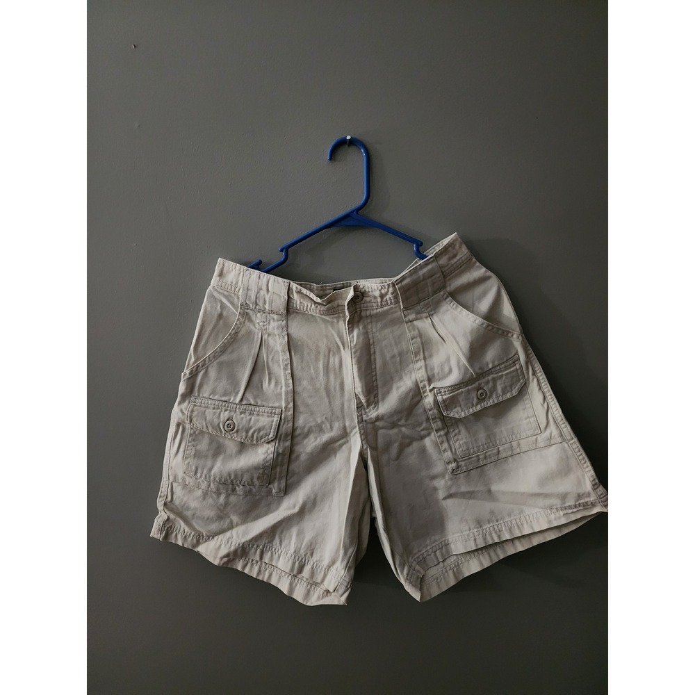 Cabelas Women Khaki Cargo Shorts Size 10 Cotton Canvas Utility Hiking Pleated